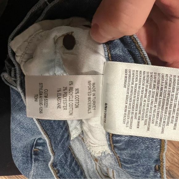 Agolde Toni Straight Jean Mid Rise Distressed Medium Wash Shoreline - Picture 11 of 12